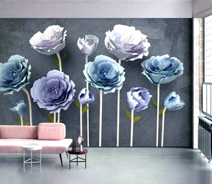 3D Simple Flowers Self-adhesive Wallpaper