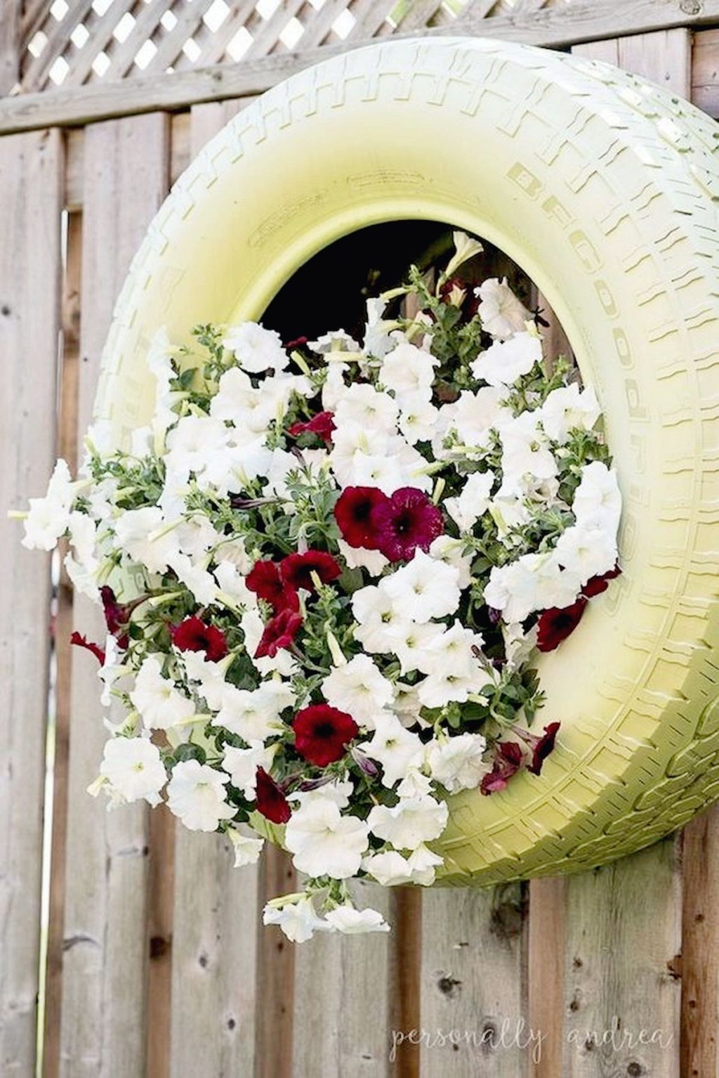 DIY Upcycled Tire Hangning Flower Planter