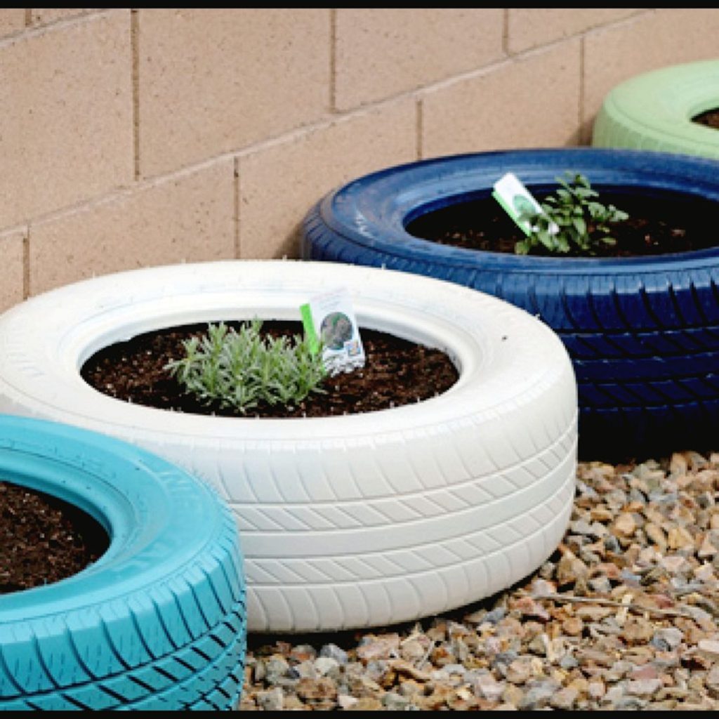 Upcycled Painting Tire Bowl Planter Ideas