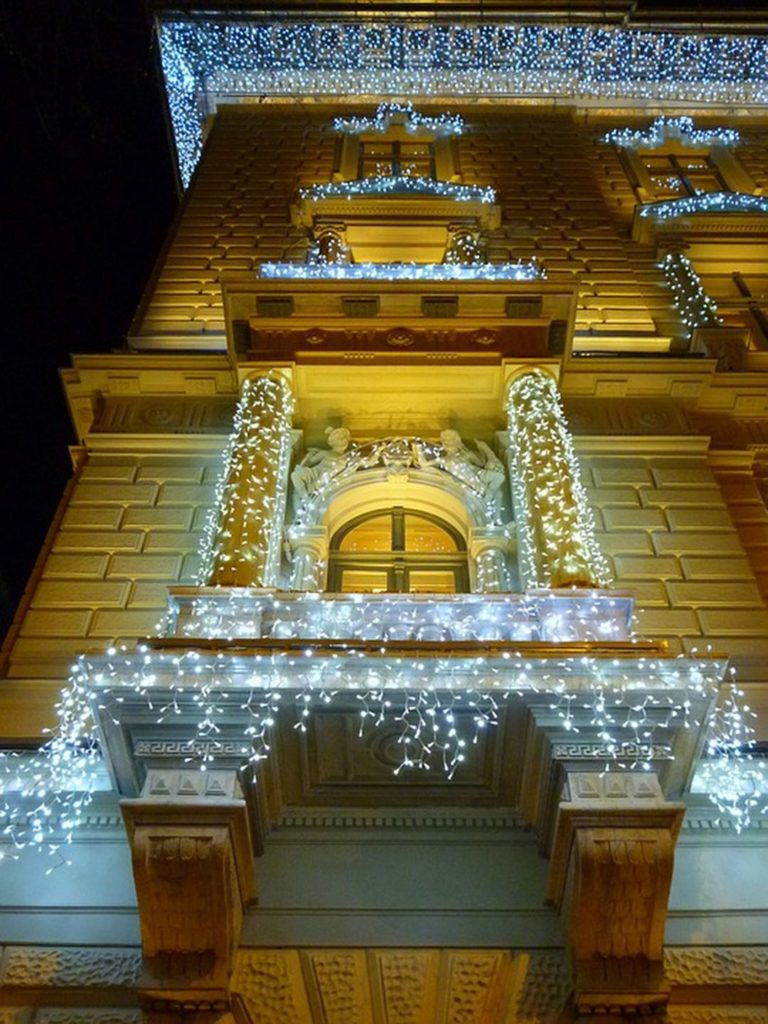 Light Building Balcony Budapest Christmas Facade via Walmart