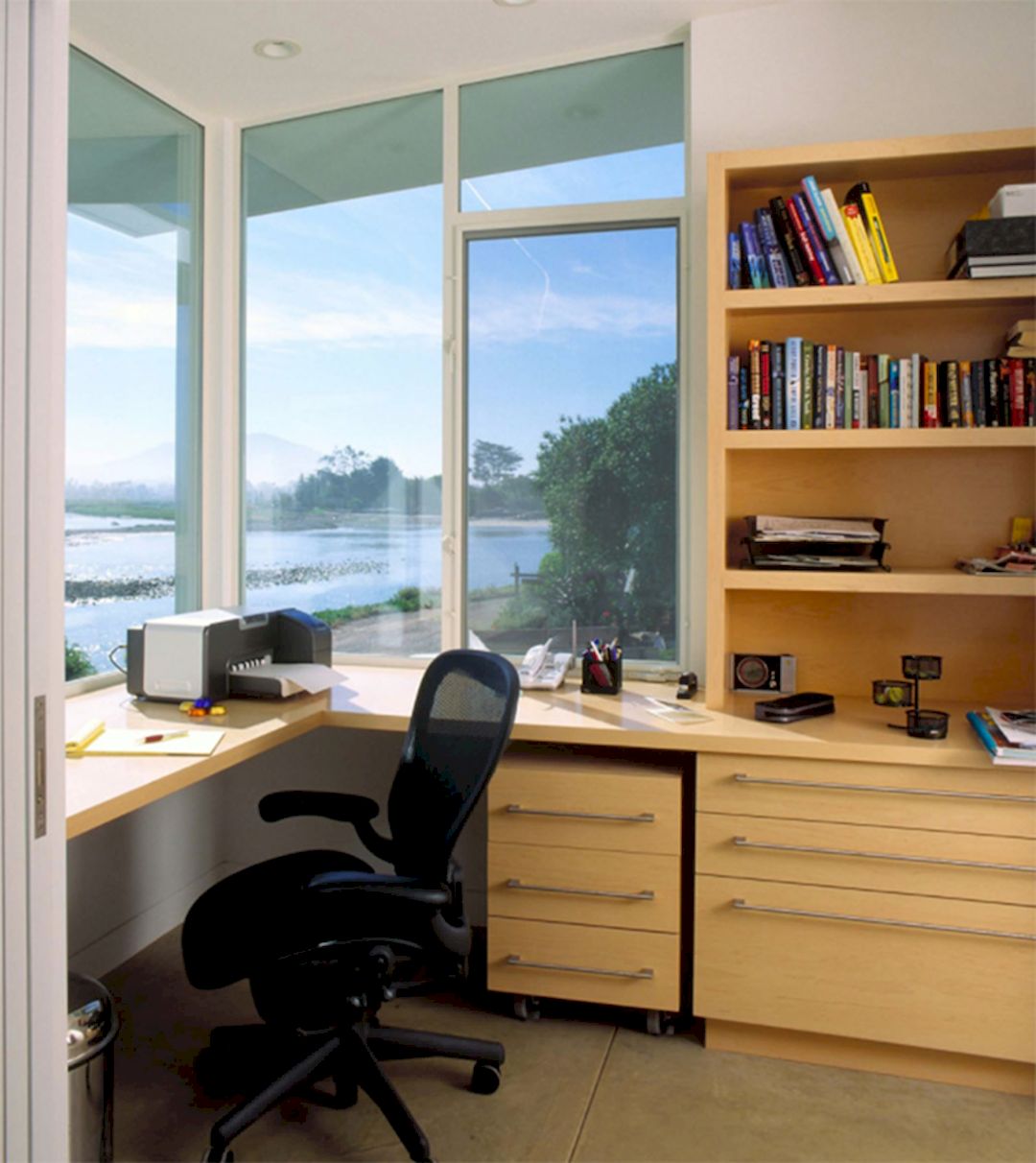 Corner desk in beach office from Full Home Living