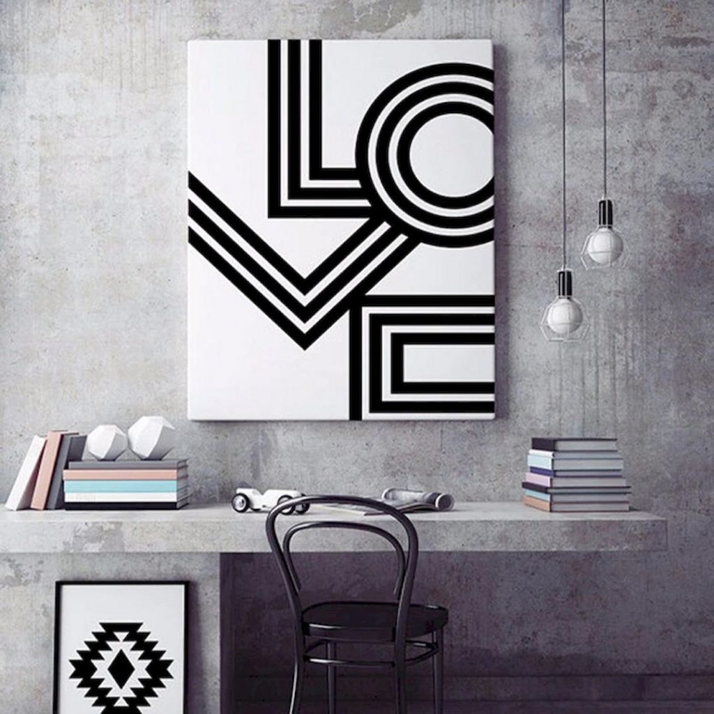 Retro LOVE Poster Minimalist Big Bold Black & White